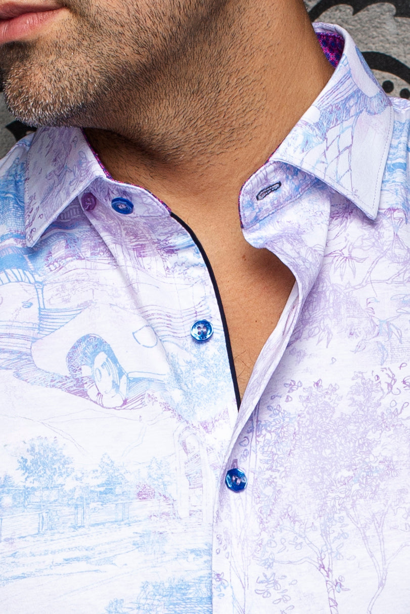 Chemise manches courtes en Knit extensible pour homme par Au Noir | GAVELSTON (SS) Rose | Machemise.ca, inventaire complet de la marque Au Noir