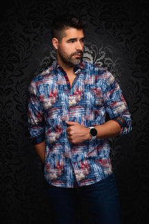 Long sleeve shirt for men by Au Noir | GRIMLOCK Navy | Menshirt, complete inventory of the Au Noir brand