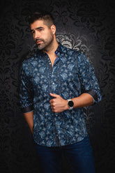 Long sleeve shirt for men by Au Noir | HARRINGTON Navy | Menshirt, complete inventory of the Au Noir brand