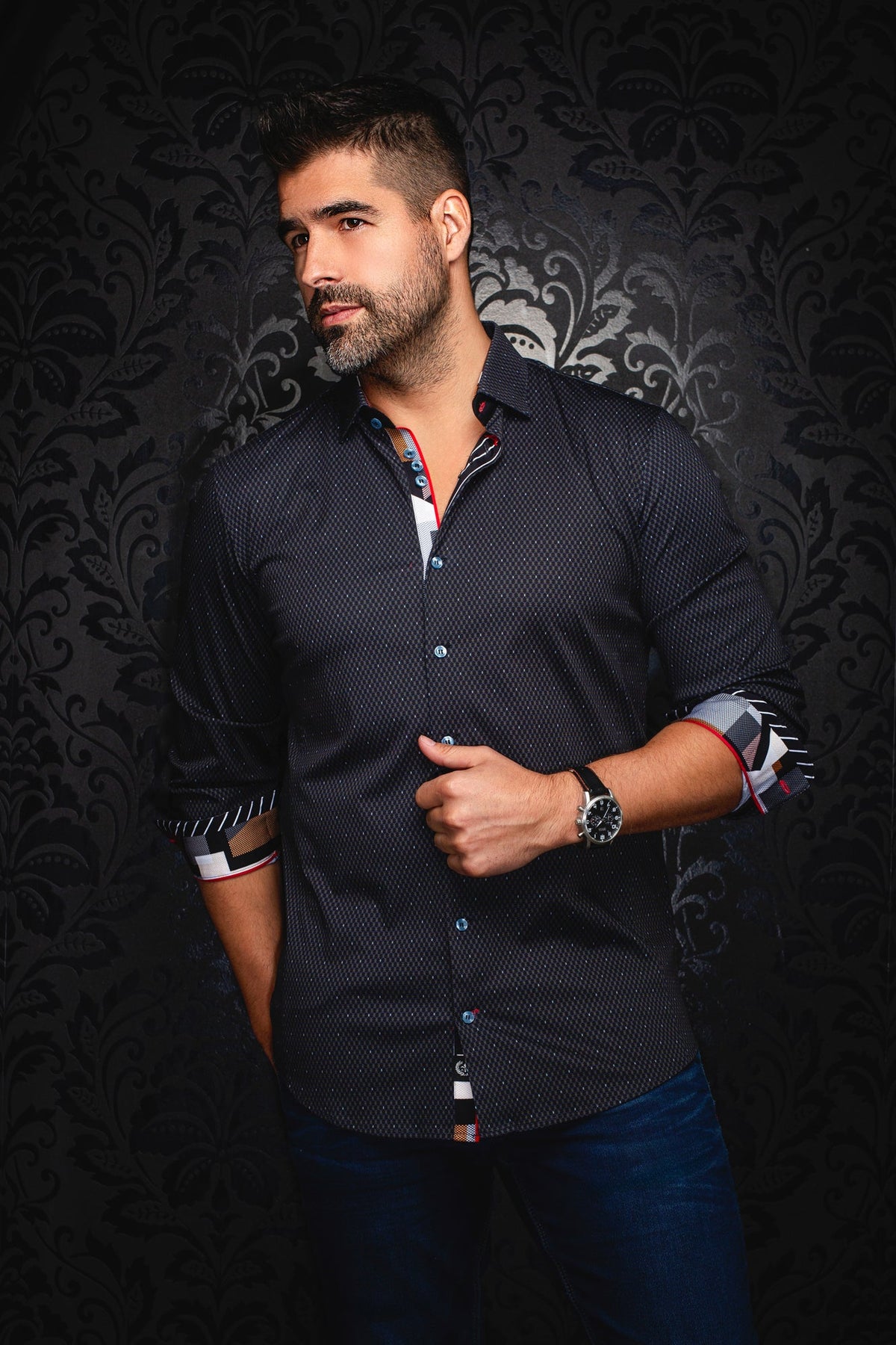 Chemise manches longues en Knit pour homme par Au Noir | HOUND Noir Olive | Machemise.ca, inventaire complet de la marque Au Noir