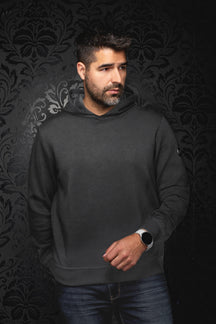 Veste sport gris charbon à motif cachemire ton sur ton pour homme par Au Noir, vue de face sur mannequin