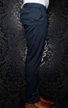 Pantalon chino bleu marine, vue de cote pour homme par Au Noir
