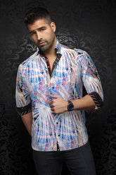 Chemise manches longues en Knit pour homme par Au Noir | KYLIAN Blanc Multi | Machemise.ca, inventaire complet de la marque Au Noir
