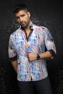 Chemise manches longues en Knit pour homme par Au Noir | KYLIAN Blanc Multi | Machemise.ca, inventaire complet de la marque Au Noir