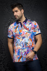 Polo for men by Au Noir | LABREA White Multi | Menshirt.com, complete inventory of the Au Noir brand