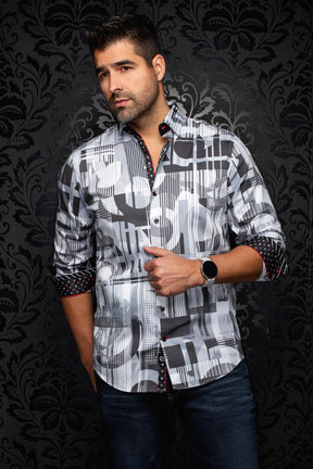 Chemise manches longues en coton extensible pour homme par Au Noir | LAJEDO Gris | Machemise.ca, inventaire complet de la marque Au Noir