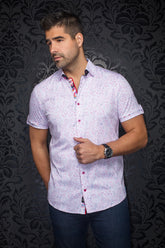 Chemise manches courtes en Knit pour homme par Au Noir | LANDO(SS) Rose | Machemise.ca, inventaire complet de la marque Au Noir
