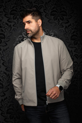 Coupe-vent mi-saison style bomber gris, vue de cote pour homme par Au Noir