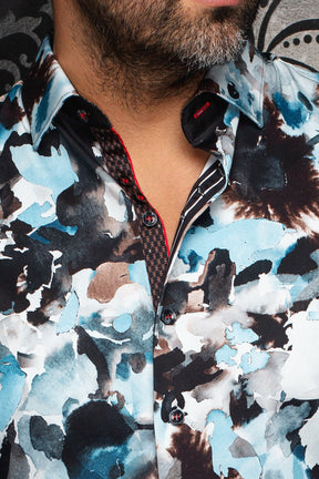 Long sleeve shirt for men by Au Noir | MAGNUS Turquoise | Menshirt, complete inventory of the Au Noir brand