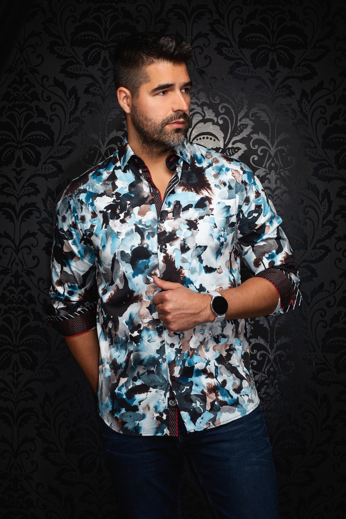 Long sleeve shirt for men by Au Noir | MAGNUS Turquoise | Menshirt, complete inventory of the Au Noir brand