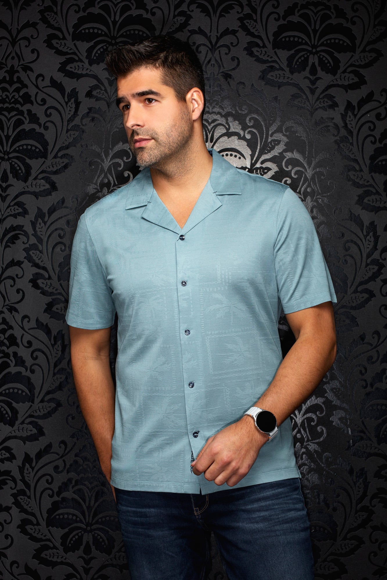 Chemise Performance à col ouvert pour homme par Au Noir | MAHO T Récif | Machemise.ca, inventaire complet de la marque Au Noir