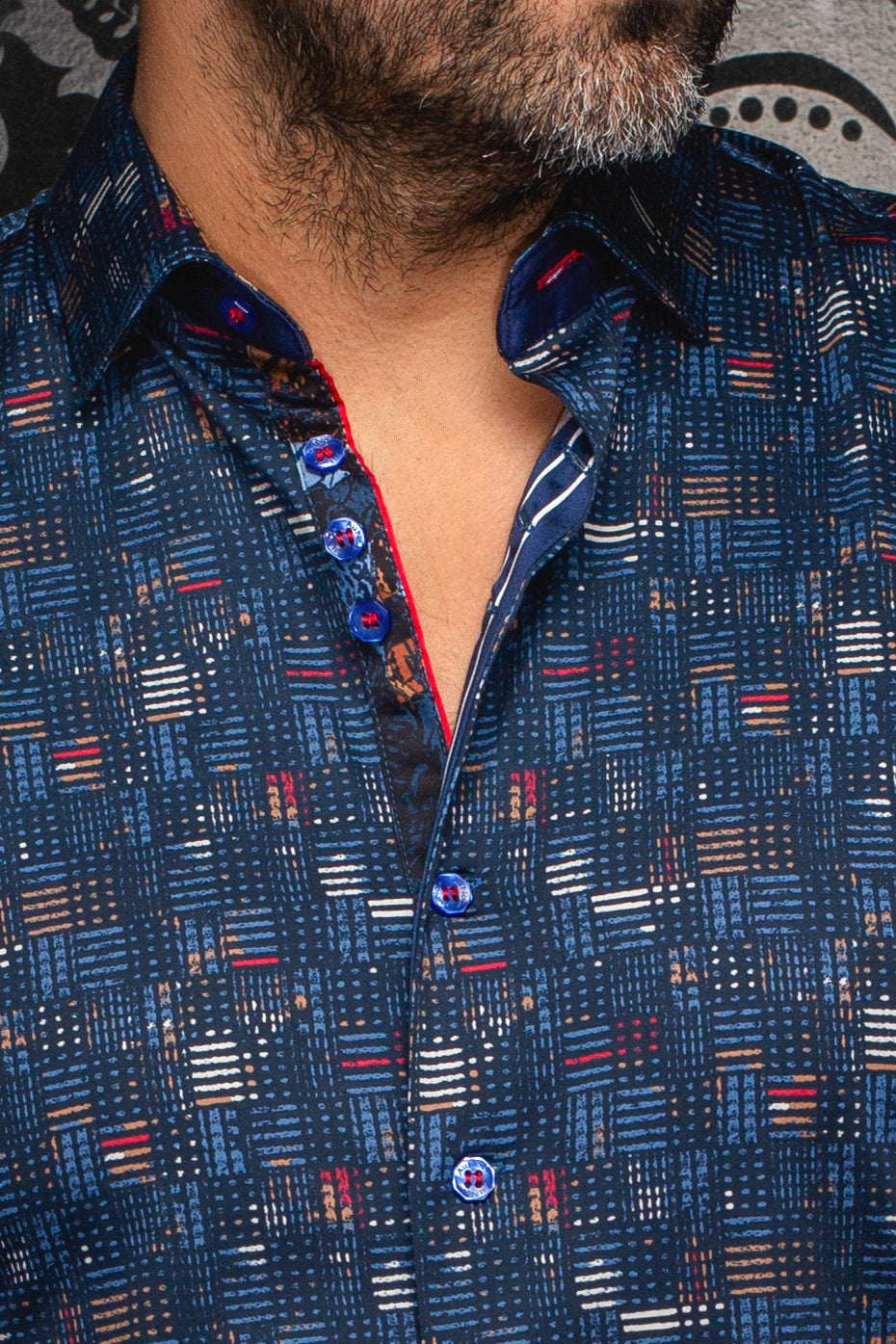 Chemise manches longues pour homme par Au Noir | METROPOLIS Marine Rouge | Machemise.ca, inventaire complet de la marque Au Noir