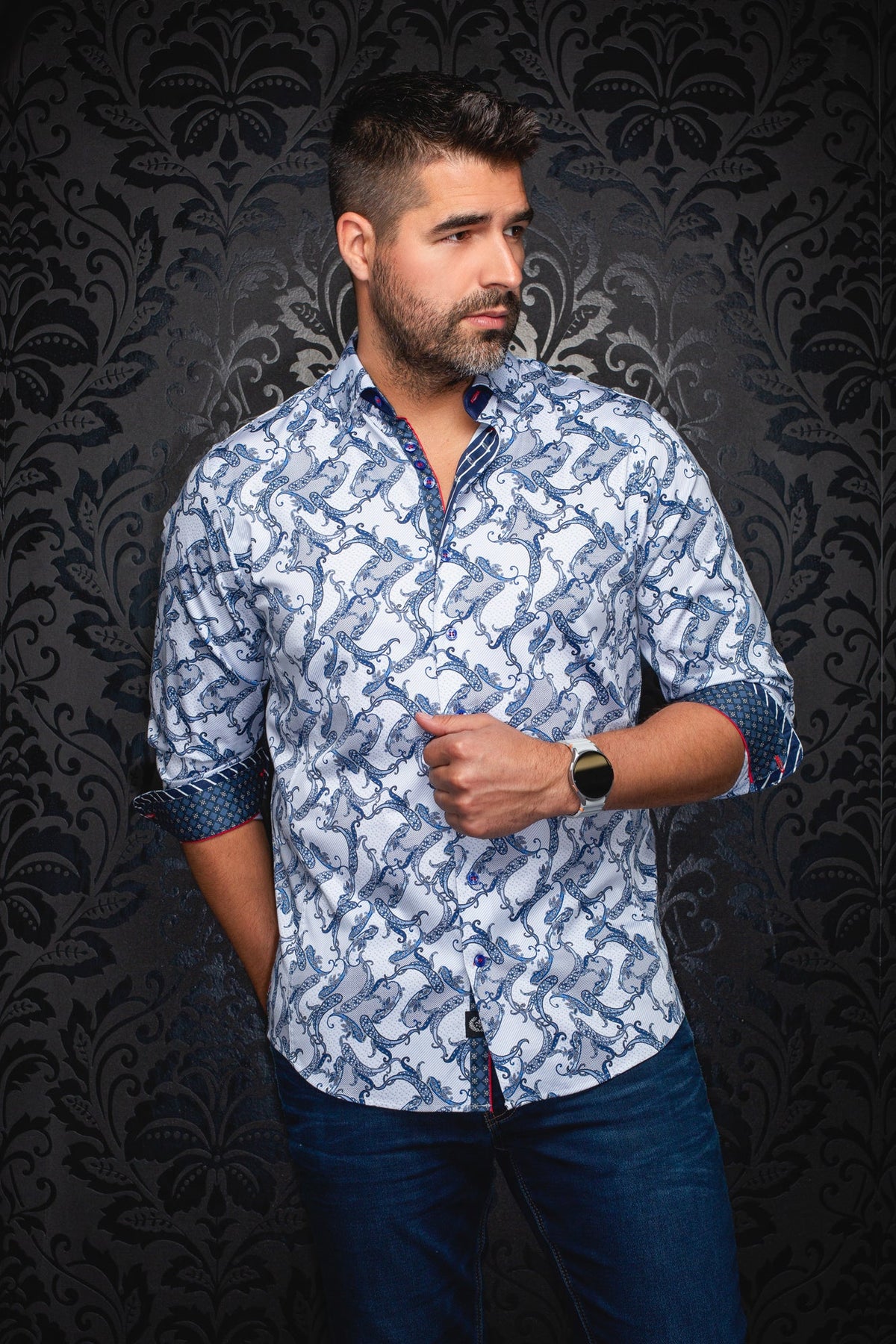 Chemise manches longues pour homme par Au Noir | MIRAGE Bleu | Machemise.ca, inventaire complet de la marque Au Noir