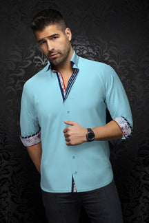 Chemise manches longues en Knit pour homme par Au Noir | MIRON Turquoise Foncé | Machemise.ca, inventaire complet de la marque Au Noir