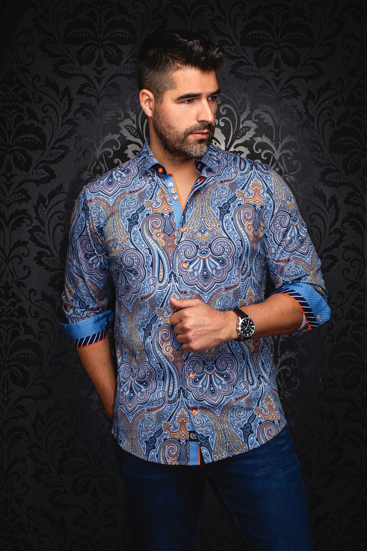 Chemise manches longues en Knit pour homme par Au Noir | MISTWOOD Bleu Clair | Machemise.ca, inventaire complet de la marque Au Noir