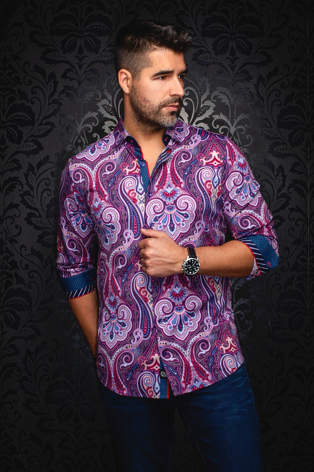 Chemise manches longues en Knit pour homme par Au Noir | MISTWOOD Violet | Machemise.ca, inventaire complet de la marque Au Noir