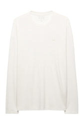 T-Shirt à manches longues blanc cassé avec petit logo ton sur ton pour homme par Psycho Bunny, vue de face