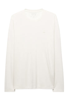 T-Shirt à manches longues blanc cassé avec petit logo ton sur ton pour homme par Psycho Bunny, vue de face