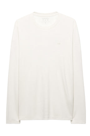 T-Shirt à manches longues blanc cassé avec petit logo ton sur ton pour homme par Psycho Bunny, vue de face