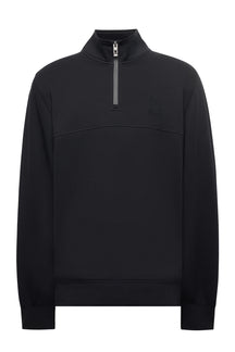 Chandail à demi-fermeture éclair molletonné noir à manches longues pour homme par Psycho Bunny, vue produit