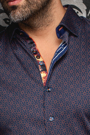 Chemise manches longues en Knit pour homme par Au Noir | NELUMBO Marine Rouille | Machemise.ca, inventaire complet de la marque Au Noir