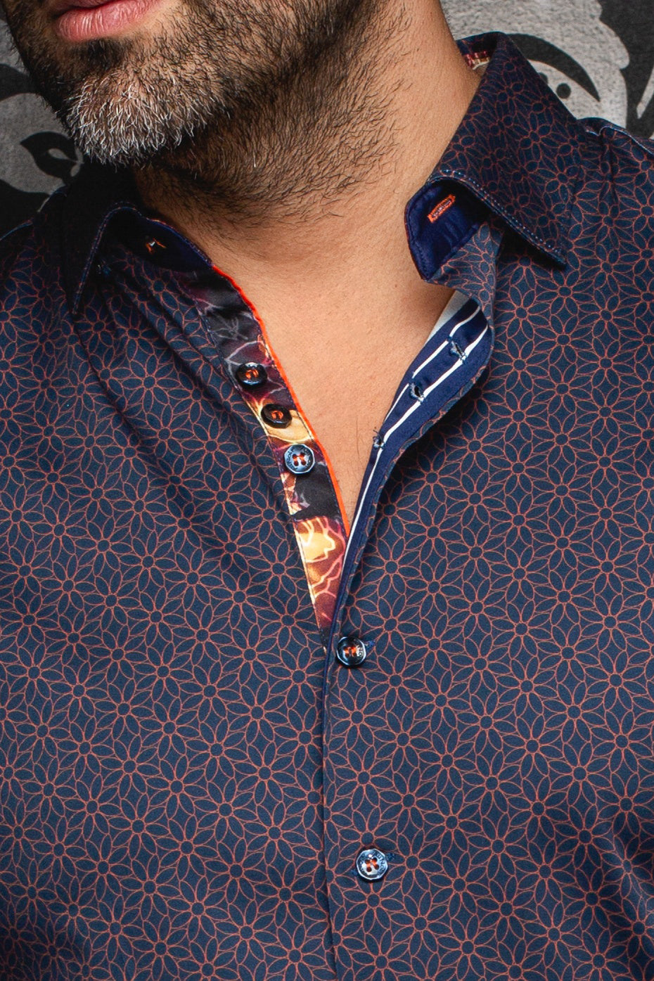 Chemise manches longues en Knit pour homme par Au Noir | NELUMBO Marine Rouille | Machemise.ca, inventaire complet de la marque Au Noir