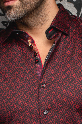 Chemise manches longues en Knit pour homme par Au Noir | NELUMBO Rouge | Machemise, inventaire complet de la marque Au Noir