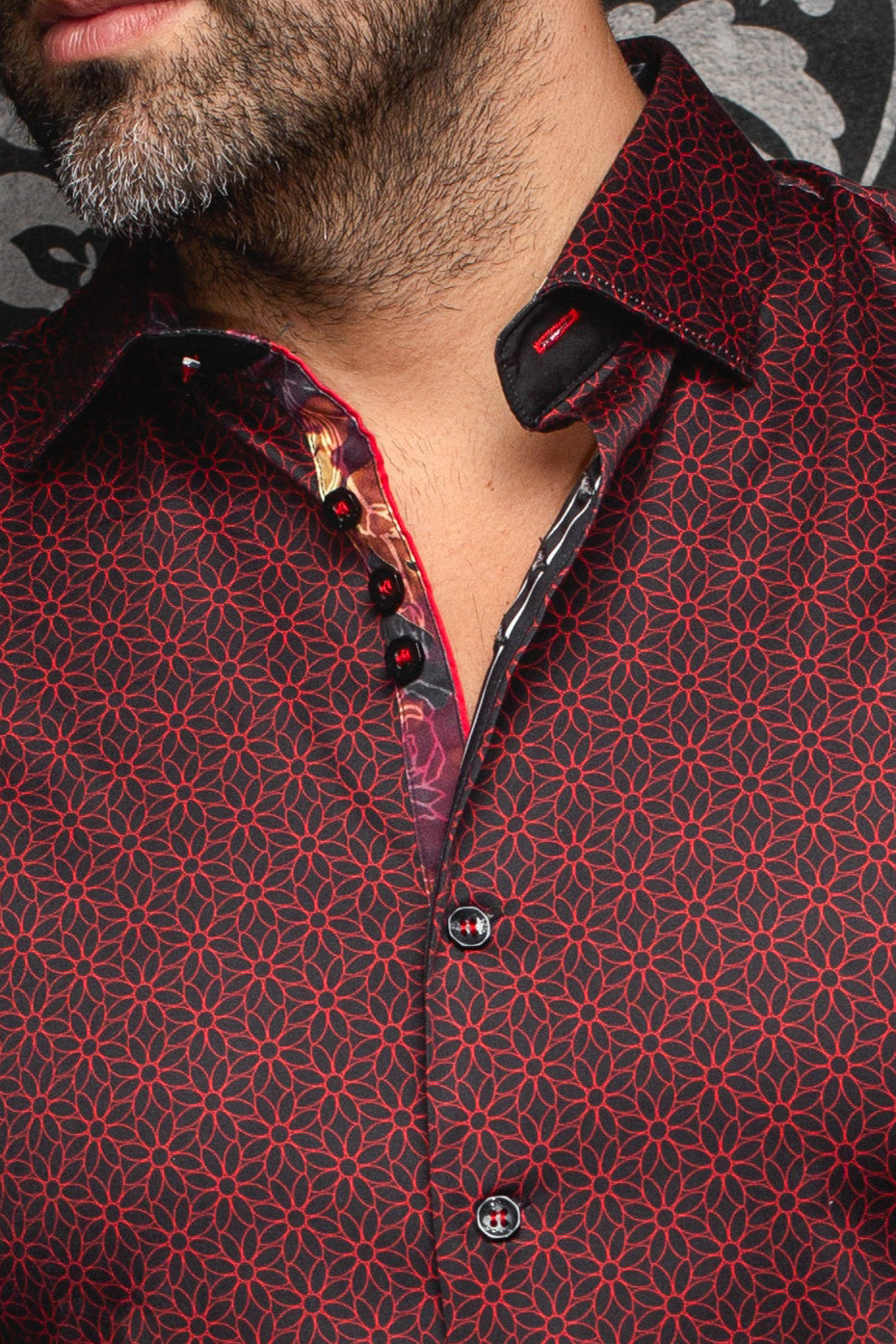 Chemise manches longues en Knit pour homme par Au Noir | NELUMBO Rouge | Machemise, inventaire complet de la marque Au Noir