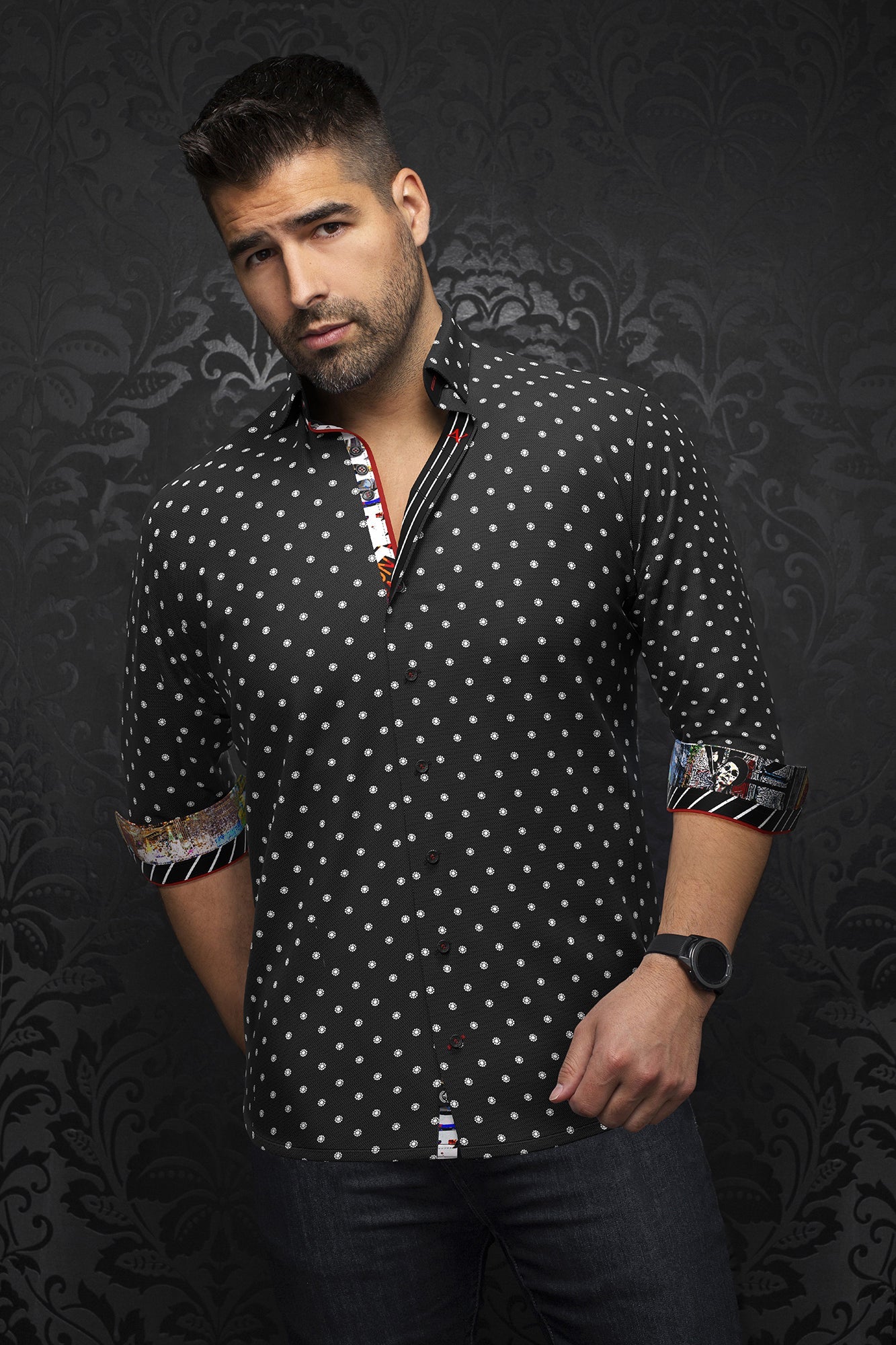 Chemise manches longues pour homme par Au Noir | NEUMANN Ardoise Noire | Machemise, inventaire complet de la marque Au Noir