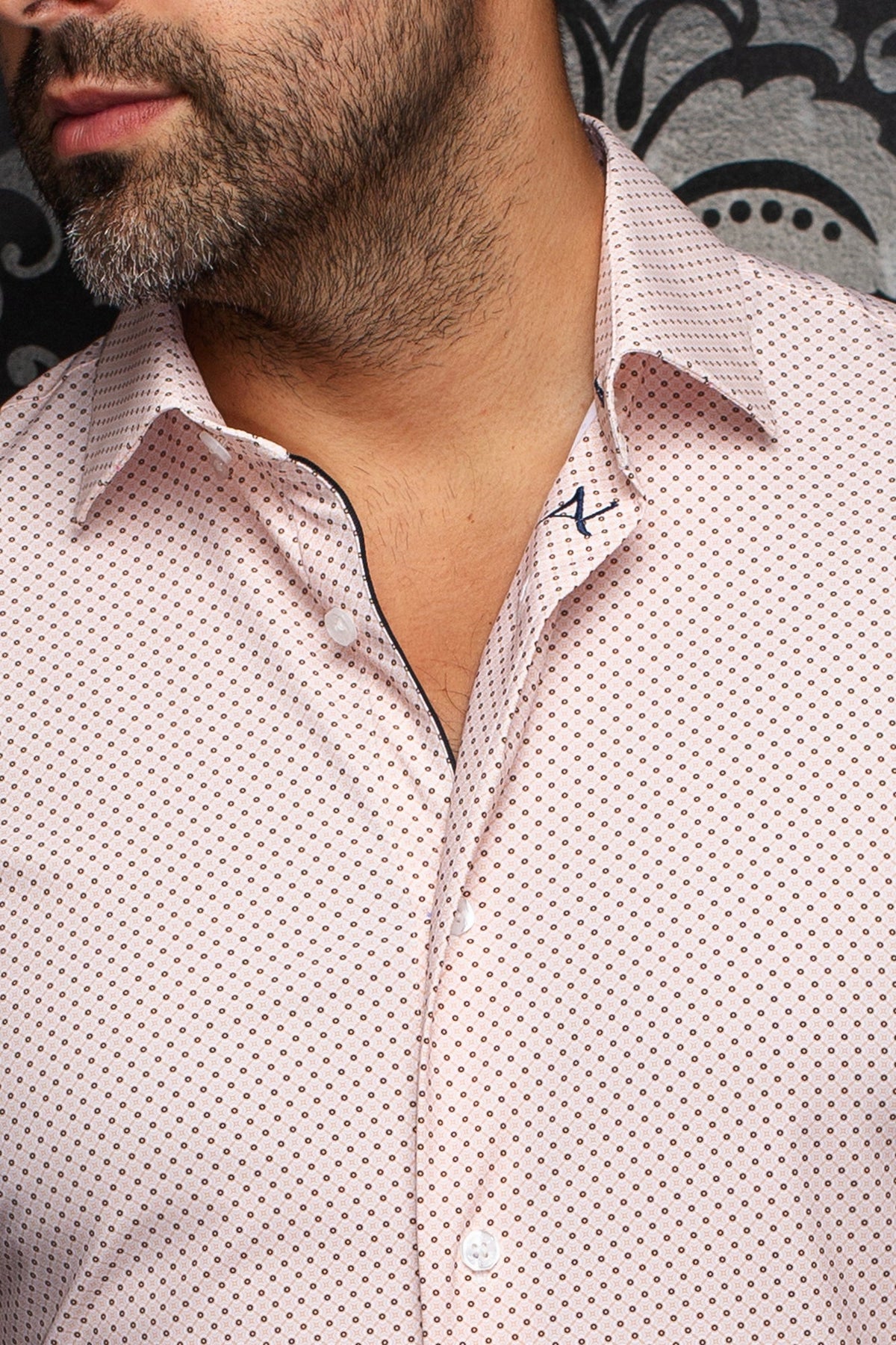 Chemise en nylon pour homme par Au Noir | NICK(SS) GEO Orange | Machemise.ca, inventaire complet de la marque Au Noir