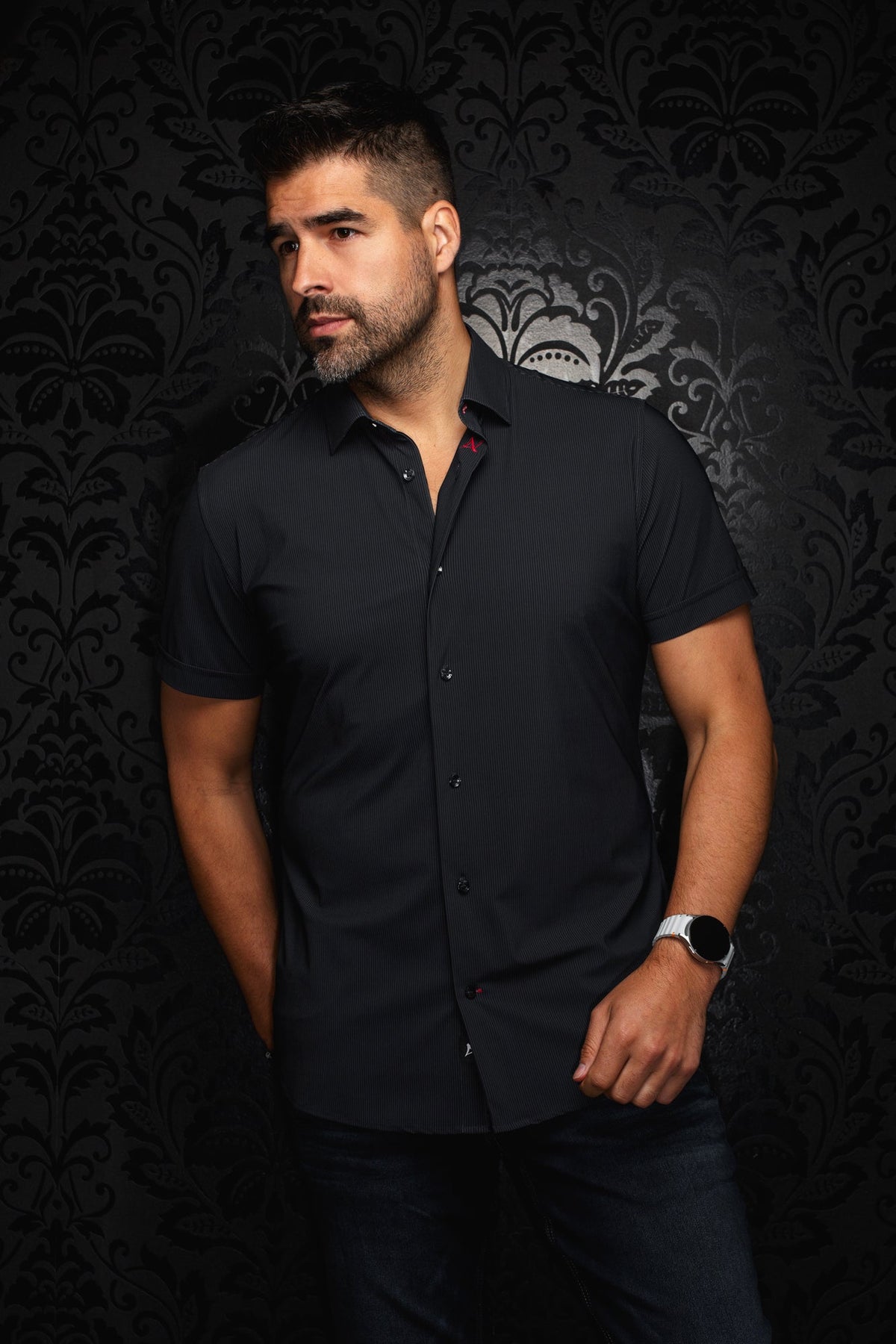 Chemise en nylon pour homme par Au Noir | NICK(SS) STRP Noir | Machemise.ca, inventaire complet de la marque Au Noir