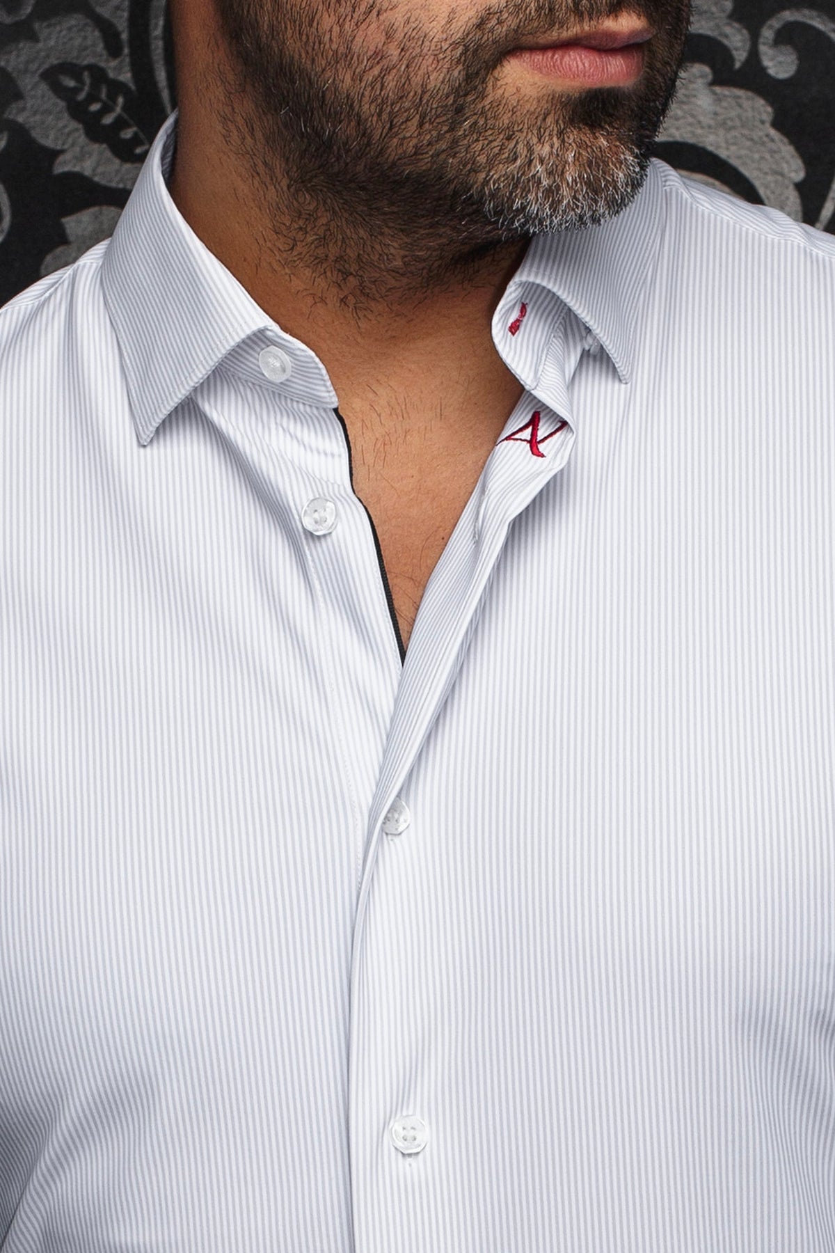 Chemise en nylon pour homme par Au Noir | NICOLAS STRP Blanc | Machemise.ca, inventaire complet de la marque Au Noir