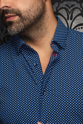 Chemise en nylon pour homme par Au Noir | NICOLAS CUBE Bleu Marine | Machemise, inventaire complet de la marque Au Noir