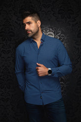 Nylon shirt for men by Au Noir | NICOLAS CUBE Navy Blue | Menshirt, complete inventory of the Au Noir brand