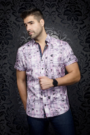 Chemise manches courtes pour homme par Au Noir | NORIYO(SS) Rose | Machemise, inventaire complet de la marque Au Noir