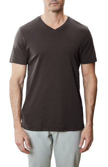 T-shirt à manches courtes col V pour homme par Robert Barakett | 23336V Georgia Expresso | Machemise.ca, vêtements mode pour hommes