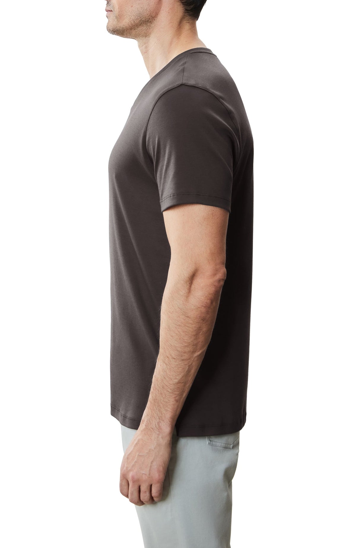 T-shirt à manches courtes col V pour homme par Robert Barakett | 23336V Georgia Expresso | Machemise.ca, vêtements mode pour hommes