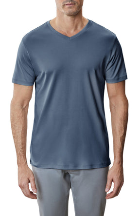 T-shirt à manches courtes col V pour homme par Robert Barakett | 23336V Georgia Vague Océanique | Machemise.ca, vêtements mode pour hommes