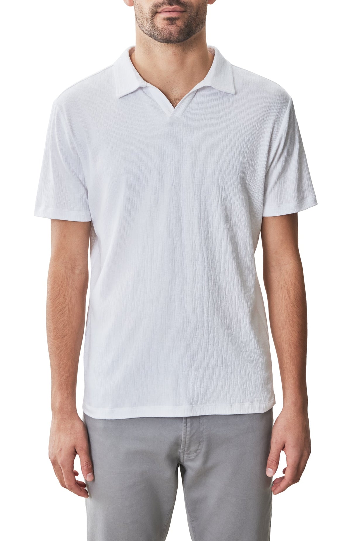 Polo à col ouvert pour homme par Robert Barakett | RB31074 Basil Road Blanc | Machemise.ca, vêtements mode pour hommes