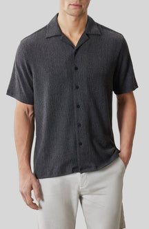 Chemise col resort pour homme par Robert Barakett | RB61176 Kaezor Charbon | Boutique Vvög, vêtements mode pour homme et femme