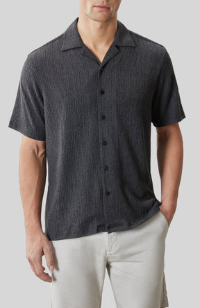 Chemise col resort pour homme par Robert Barakett | RB61176 Kaezor Charbon | Boutique Vvög, vêtements mode pour homme et femme