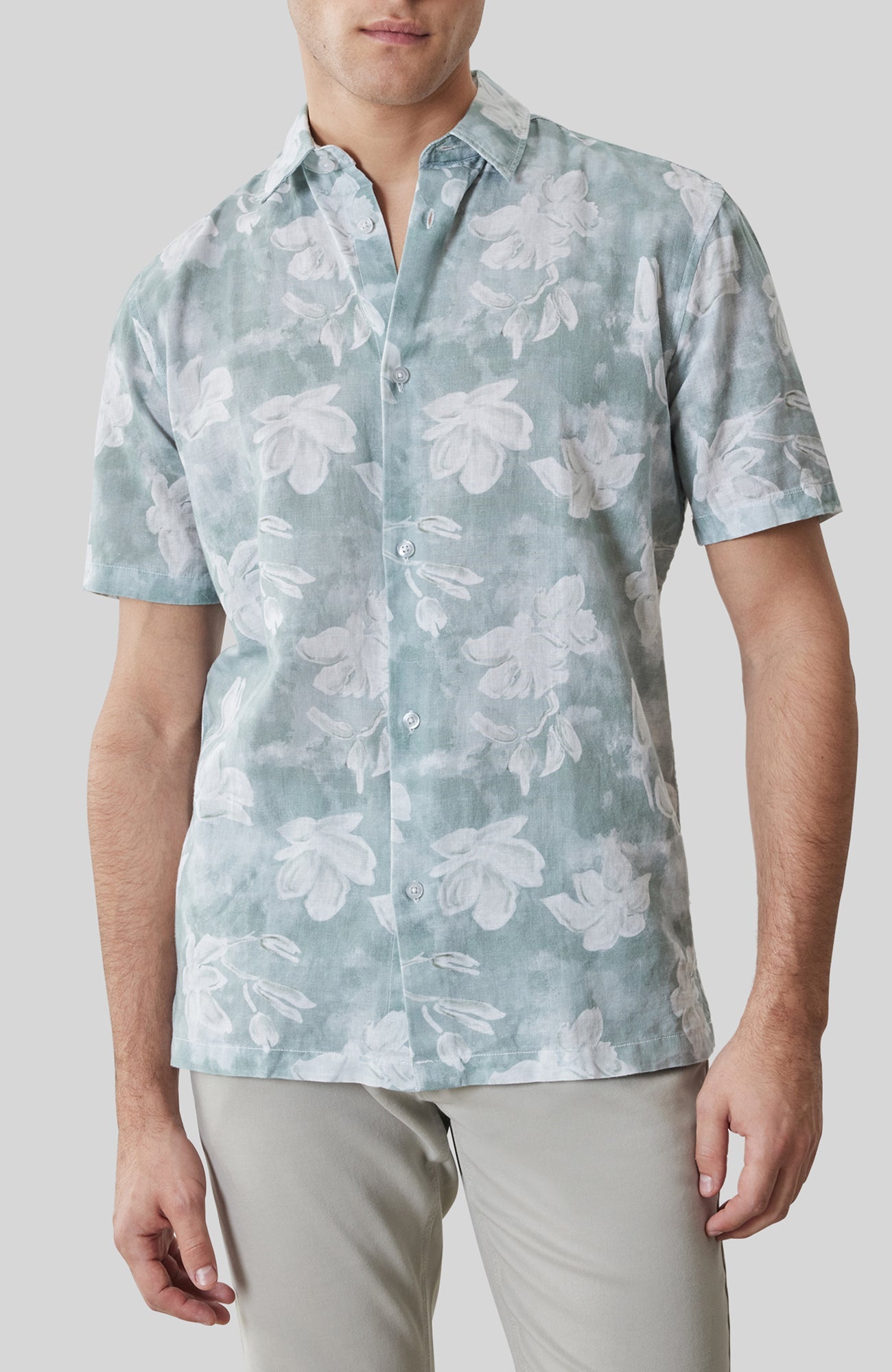 Chemise tissée pour homme par Robert Barakett | RB61273 Kyliam Sarcelle Poussiéreuse | Boutique Vvög, vêtements mode pour homme et femme