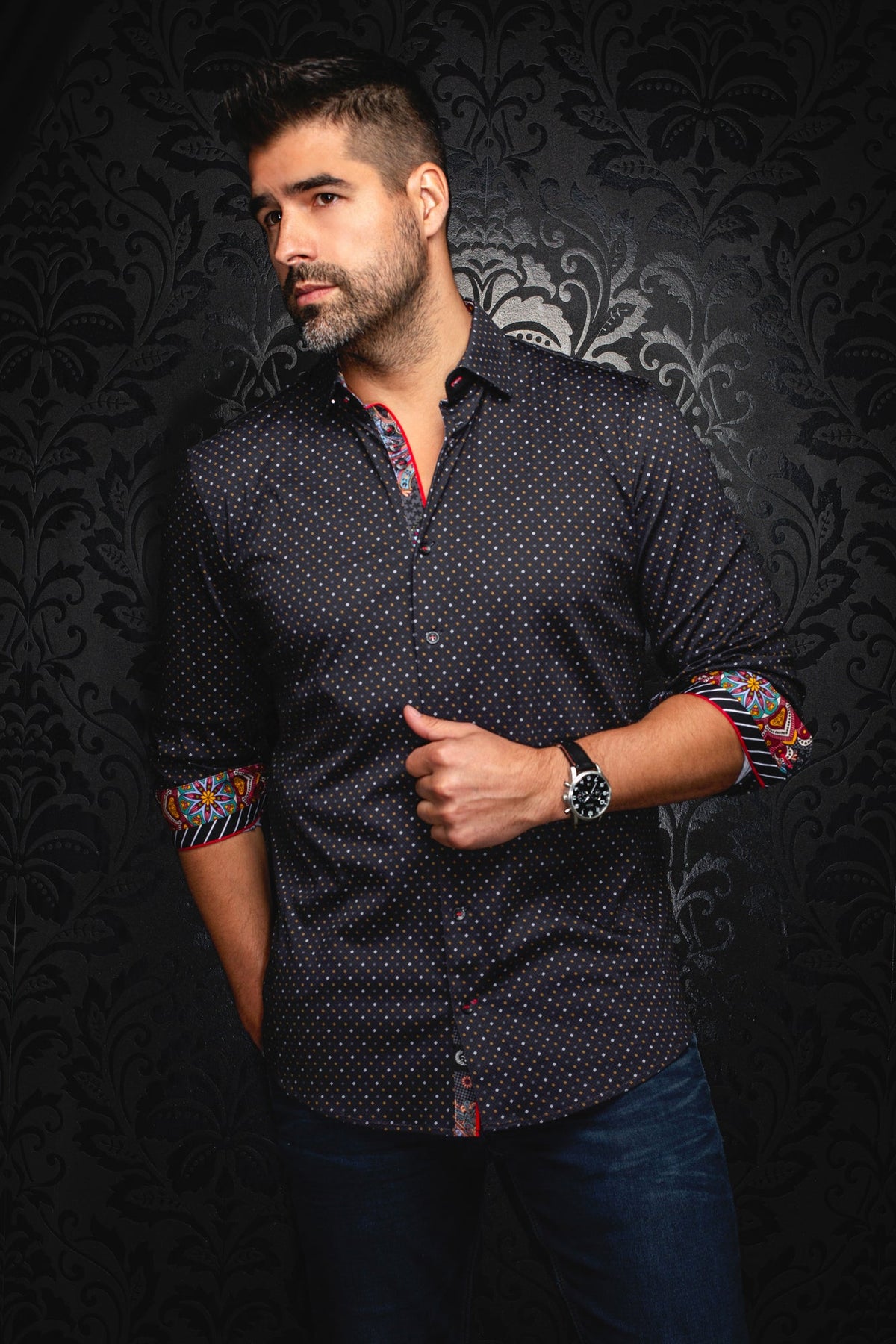 Chemise manches longues en Knit pour homme par Au Noir | OPTIMUS Noir Or | Machemise.ca, inventaire complet de la marque Au Noir