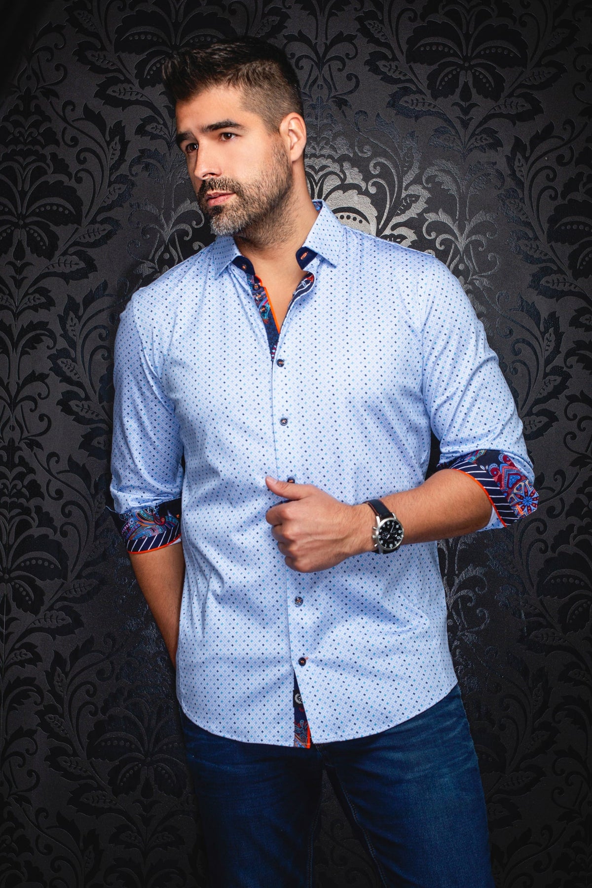 Chemise manches longues en Knit pour homme par Au Noir | OPTIMUS Bleu Clair | Machemise.ca, inventaire complet de la marque Au Noir