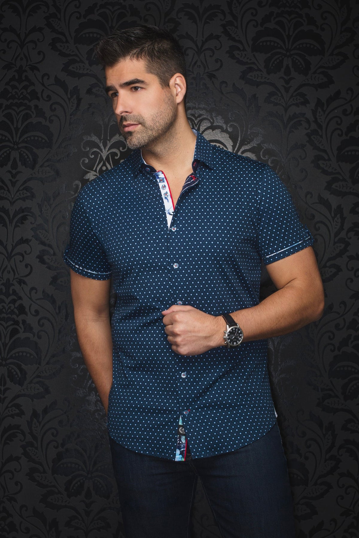 Chemise manches courtes en Knit pour homme par Au Noir | OSLIN(SS) Marine | Machemise.ca, inventaire complet de la marque Au Noir