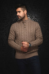 Chandail laine mérino à col boutonné pour homme par Au Noir | OSLO Taupe | Machemise.ca, inventaire complet de la marque Au Noir