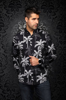 Chemise manches longues en Knit extensible pour homme par Au Noir | PALMWAVE Noir | Machemise.ca, inventaire complet de la marque Au Noir