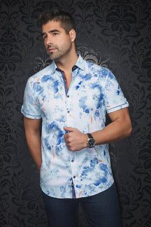 Chemise manches courtes en Knit pour homme par Au Noir | PEMBA(SS) Aqua Clair | Machemise.ca, inventaire complet de la marque Au Noir