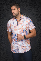 Knit short sleeve shirt for men by Au Noir | PEMBA(SS) Orange | Menshirt.com, complete inventory of the Au Noir brand
