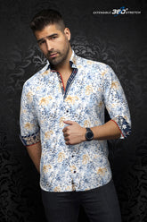 Chemise manches longues en Knit extensible pour homme par Au Noir | PRYSE Blanc Tabac | Machemise.ca, inventaire complet de la marque Au Noir